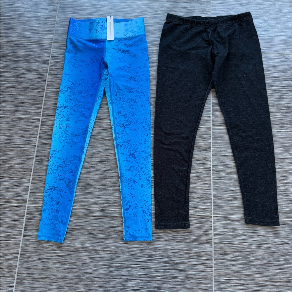Terez and No Boundaries Kids Leggings in high shine Blue size 7-8,9-10(xxs) NWT